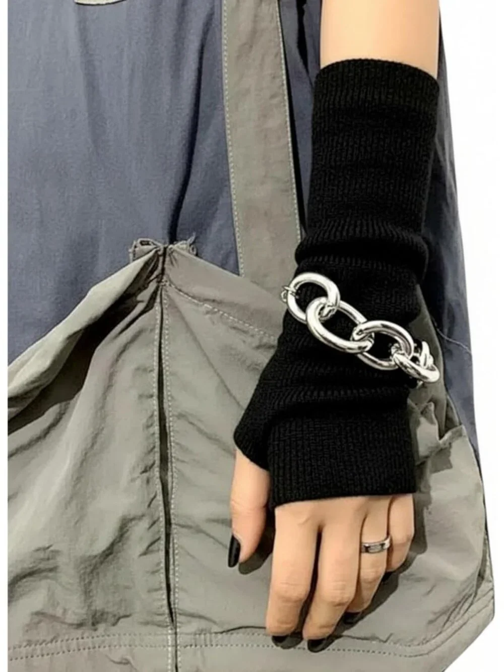 Women's Black Arm Warmers Fingerless Gloves Y2K Gothic Cosplay